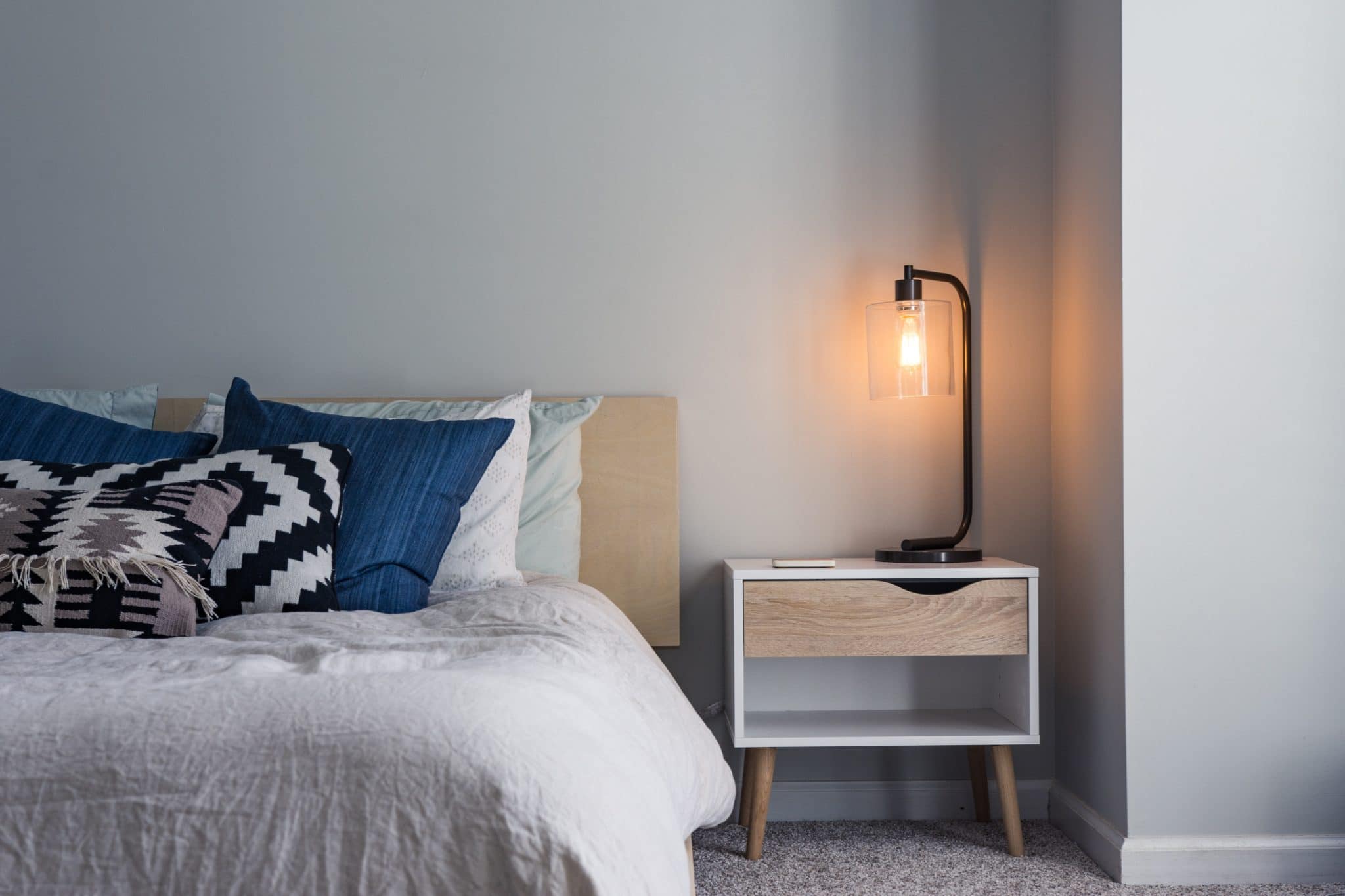 Bed and nightstand.